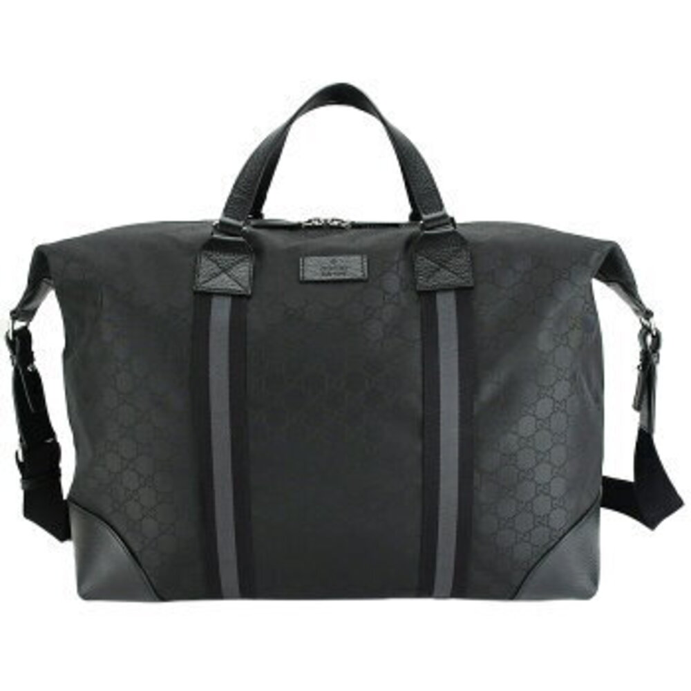 Gucci Boston bag GG nylon leather black shoulder travel